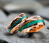 Men's Women's 8mm Tungsten Rose Gold Koa Wood & Malachite Inlay Wedding Band